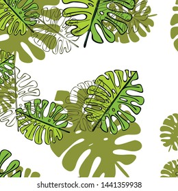 Summer tropical vector design for banner or flyer with exotic leaves.