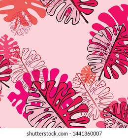 Summer tropical vector design for banner or flyer with exotic leaves.