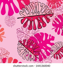 Summer tropical vector design for banner or flyer with exotic leaves.