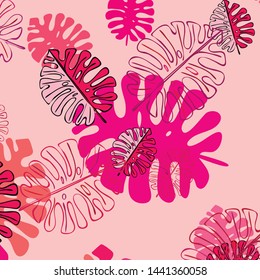 Summer tropical vector design for banner or flyer with exotic leaves.