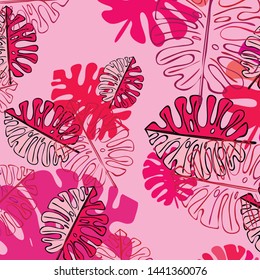 Summer tropical vector design for banner or flyer with exotic leaves.