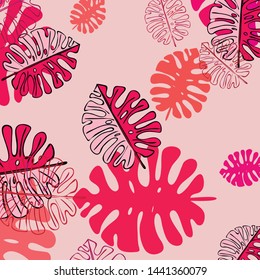 Summer tropical vector design for banner or flyer with exotic leaves.