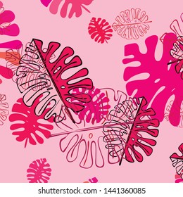 Summer tropical vector design for banner or flyer with exotic leaves.