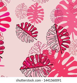 Summer tropical vector design for banner or flyer with exotic leaves.