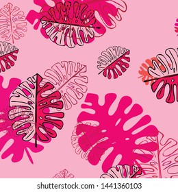 Summer tropical vector design for banner or flyer with exotic leaves.