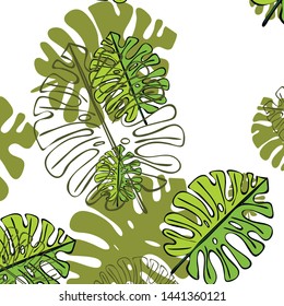 Summer tropical vector design for banner or flyer with exotic leaves.