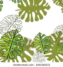 Summer tropical vector design for banner or flyer with exotic leaves.