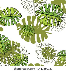 Summer tropical vector design for banner or flyer with exotic leaves.