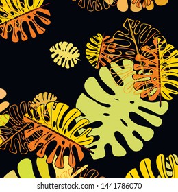 Summer tropical vector design for banner or flyer with exotic leaves.