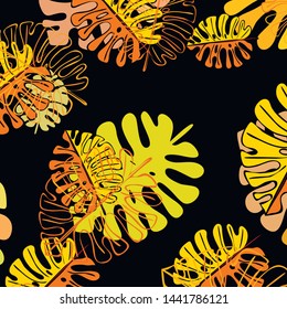 Summer tropical vector design for banner or flyer with exotic leaves.