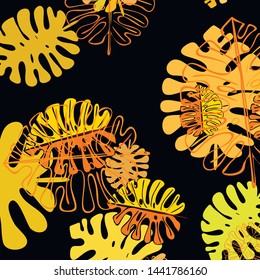 Summer tropical vector design for banner or flyer with exotic leaves.