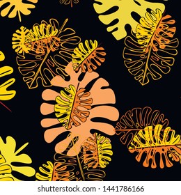 Summer tropical vector design for banner or flyer with exotic leaves.