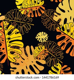 Summer tropical vector design for banner or flyer with exotic leaves.