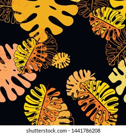 Summer tropical vector design for banner or flyer with exotic leaves.