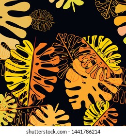 Summer tropical vector design for banner or flyer with exotic leaves.