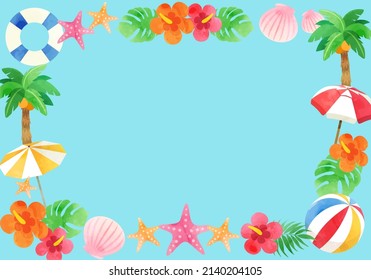 Summer tropical vector illustration frame