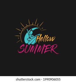 Summer T-shirt design with awesome colorful graphic and font.