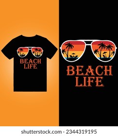 Summer t-shirt design, Summer Beach t-shirts , Summer sunset t-shirt Beach Life palm trees best for  t-shirt designs, Just Beach T-shirt Design, Beach Life Representing Sea And Coast Living.