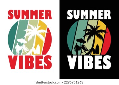 Diseño de camisetas de verano, camisetas de vacaciones en la playa de verano, diseño vectorial de camisetas de surf de verano