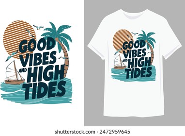 Diseño de camiseta de verano, camisetas de vacaciones de verano de playa, diseño de Vector de camiseta de surf de verano