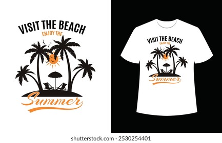 Summer T-shirt design, Beach Summer T-shirt, Vintage Typography T-shirt design, Summer Paradise, Surf Paradise, Sea Enjoy great Summer, T-shirt 