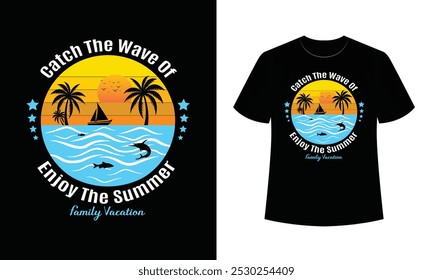 Summer T-shirt design, Beach Summer T-shirt, Vintage Typography T-shirt design, Summer Paradise, Surf Paradise, Sea Enjoy great Summer, T-shirt 