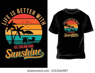 Summer t-shirt design. Best for fashion graphics, t-shirt prints, posters, stickers, Summer elements, t-shirts, and prints, Summer design, vintage Summer, T-shirt Design.