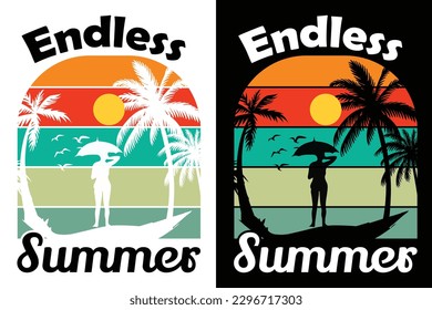 Summer t-shirt design bundle, summer beach vacation t-shirts, summer surfing t-shirt vector design