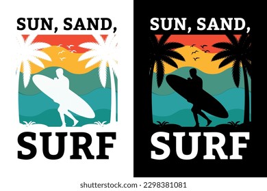 Summer t-shirt design bundle, summer beach vacation t-shirts, summer surfing t-shirt vector design