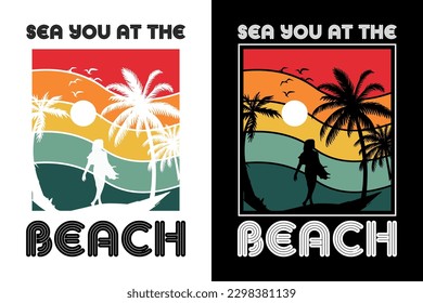 Paquete de diseño de camisetas de verano, camisetas de vacaciones de playa de verano, diseño vectorial de camisetas de surf de verano
