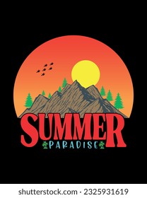 Summer t-shirt design bundle, summer beach vacation t-shirts, summer surfing t-shirt vector design