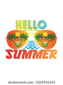 Summer t-shirt design bundle, summer beach vacation t-shirts, summer surfing t-shirt vector design
