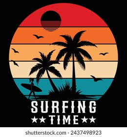 Summer t-shirt design bundle, summer beach vacation t-shirts, summer surfing t-shirt vector design