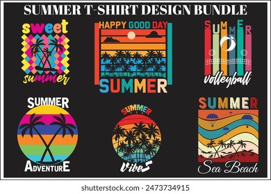 summer t-shirt design bundle. summer beautiful t-shirt design.