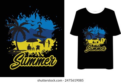 Summer T-shirt design. Comfortable, casual and loose fitting, our heavyweight dark color t-shirt will quickly become one of your favorites. 