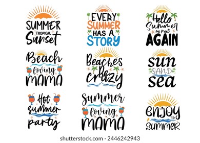 
Summer T-Shirt Design with Lettering Typography Vector, summer beach vacation t-shirts, summer surfing t-shirt vector design
