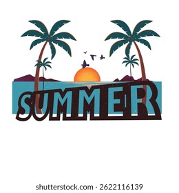 Summer t-shirt design with palm tree.