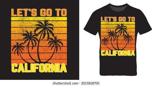Summer T-Shirt Design mit Palmen Silhouetten, Typografie, Druck, Vektorgrafik. Globale Armbanduhren.