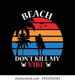 summer t-shirt design. palm trees silhouette t shirt design. t-shirt design vector for print. Beach Hawaii design vector illustration. quotes for t shirt
