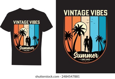 Summer T-Shirt Design : Retro Vintage Typography and Vector Graphics