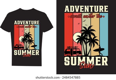 Summer T-Shirt Design : Retro Vintage Typography and Vector Graphics