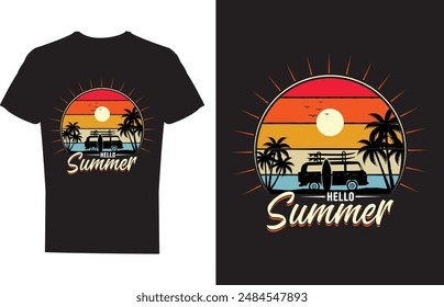 Summer T-Shirt Design : Retro Vintage Typography and Vector Graphics