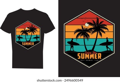 Summer T-Shirt Design : Retro Vintage Typography and Vector Graphics