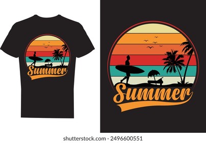 Summer T-Shirt Design : Retro Vintage Typography and Vector Graphics