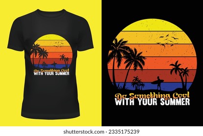 Summer t-shirt design with sunset 