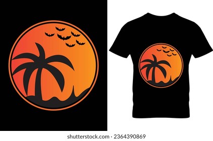 Summer T-shirt Design, Sunset summer vector t-shirt, Summer T-shirt Vector, Vintage t-shirt design