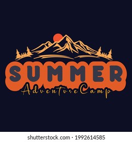 Summer T-Shirt Design Template with Lettering  Typography  Vector