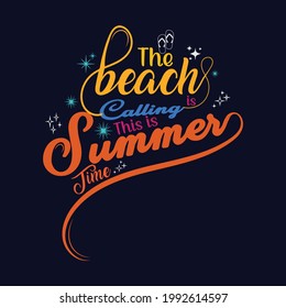 Summer T-Shirt Design Template with Lettering  Typography  Vector