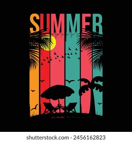 Summer t-shirt design template Paradise Beach summer time