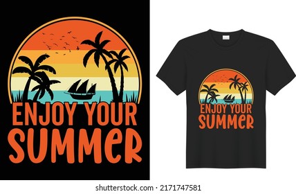 summer t-shirt design template for prints t shirt fashion clothing poster, tote bag, mug and merchandise
